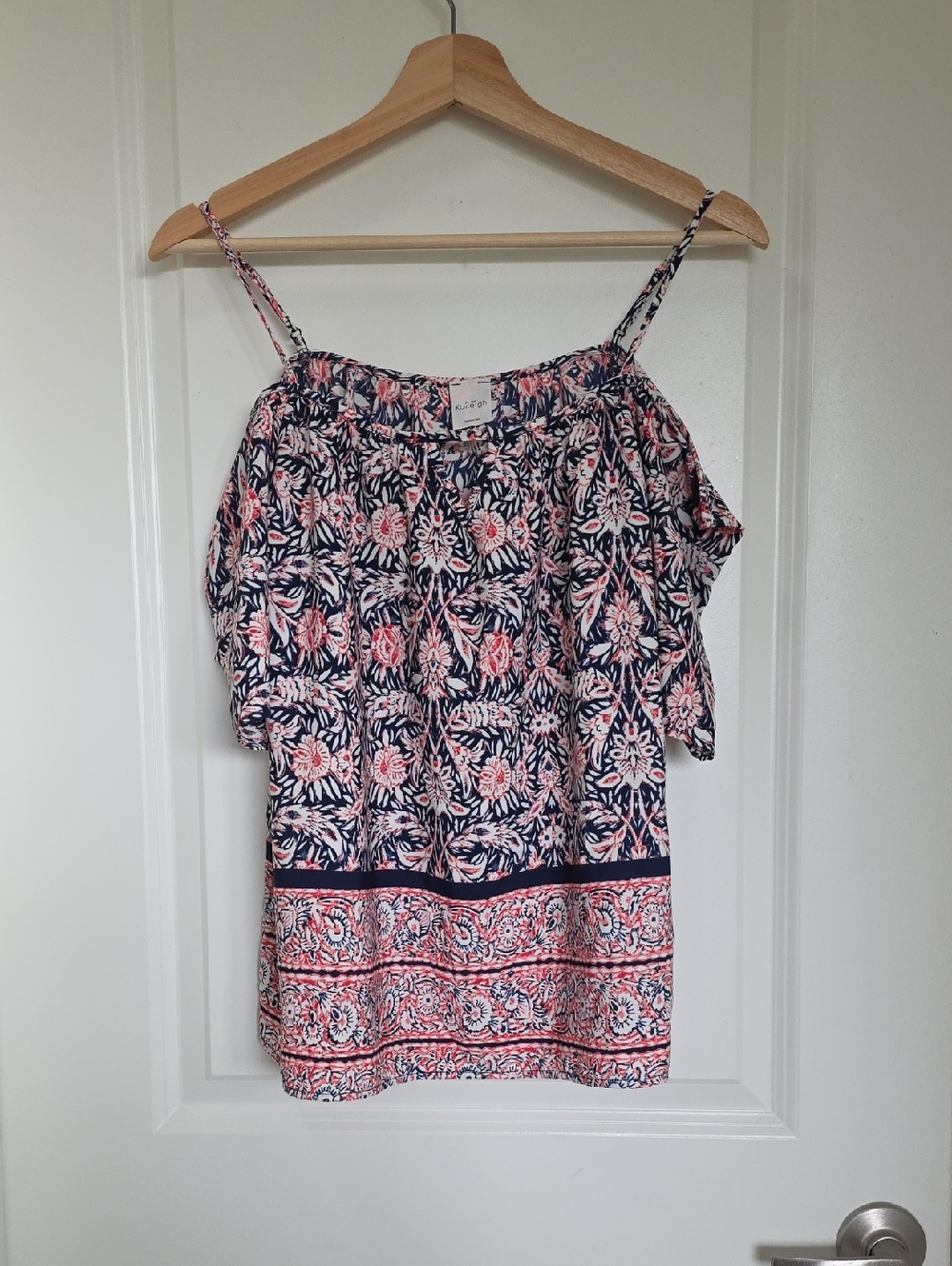 Kaileigh Navy and Pink Floral Off-Shoulder Camisole
